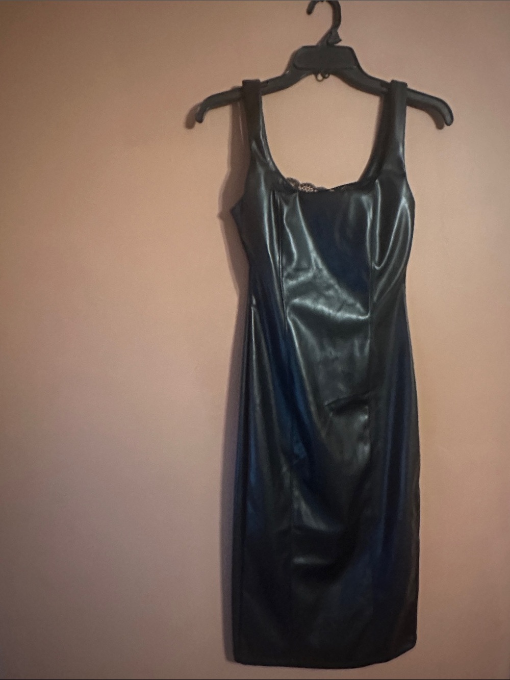 iris Black Faux Leather Midi Tank Dress